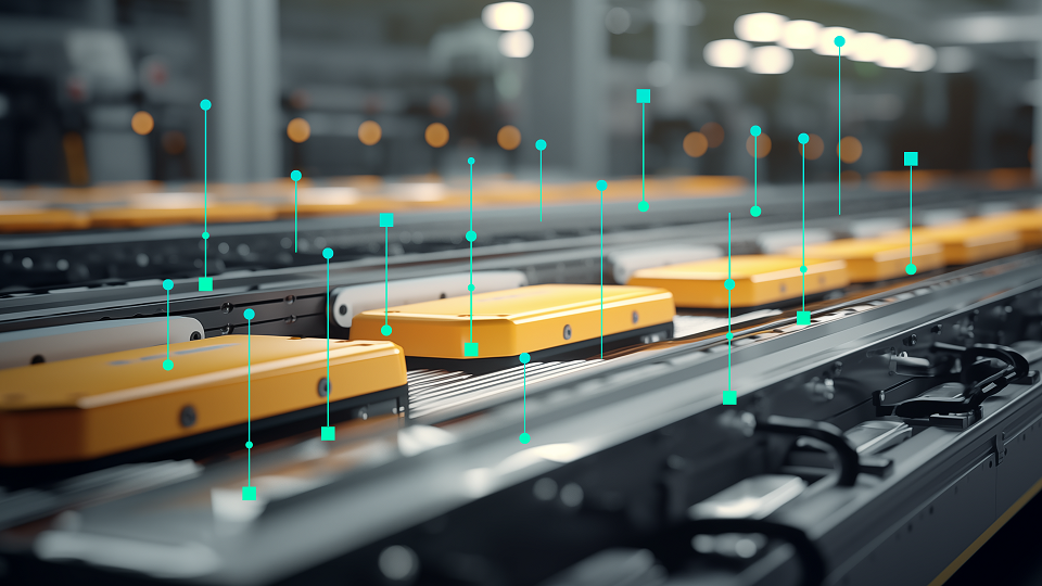 Blick auf einen Ausschnitt einer Anlage zur Produktion von Batterien für Elektroautos