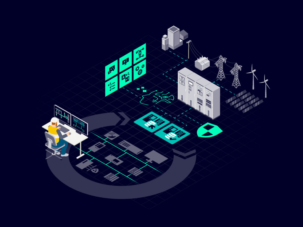 Grafik zur Illustration des Themas Cybersecurity f&uuml;r das Stromnetz